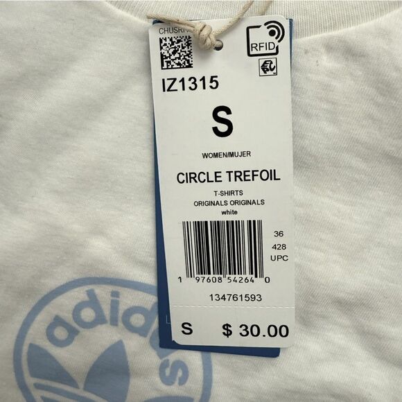 Adidas Circle Trefoil T-Shirt White IZ1315 Women’s Size Small - Picture 4 of 8
